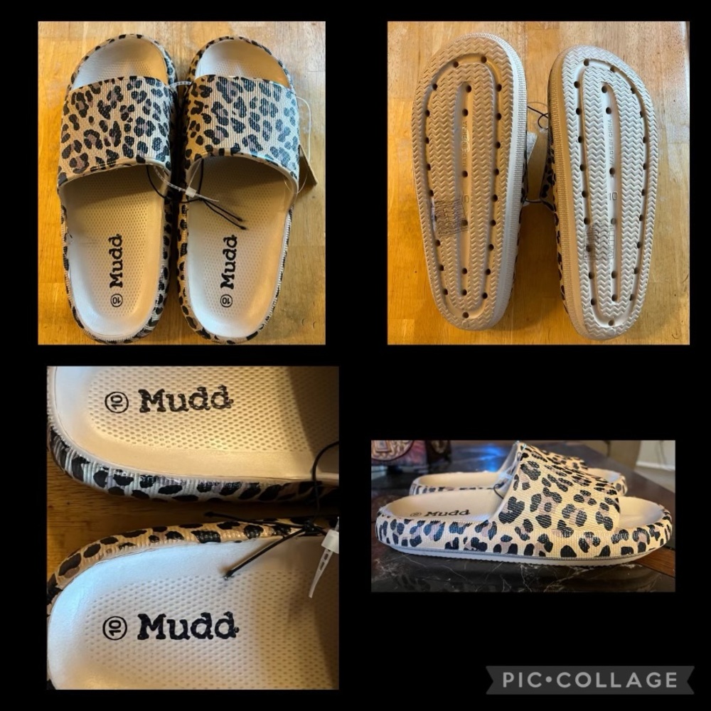NWT Mudd Leopard Print Thick Slides sz. 10